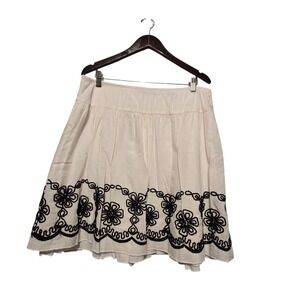 Studio 253 M Cotton Embroidered Skirt Womens LG Lined Stretch Waist Cottage Boho